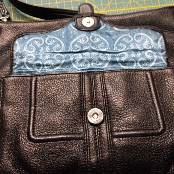 Stone Mountain Black Leather Crossbody bag cottagecore Grandmacore - Picture 4 of 10